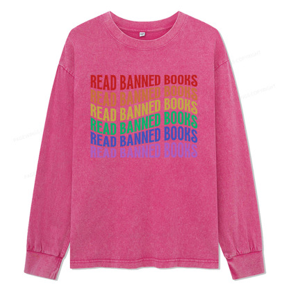 Pagewings Read Banned Books Unisex Washed Long Sleeve T-shirt