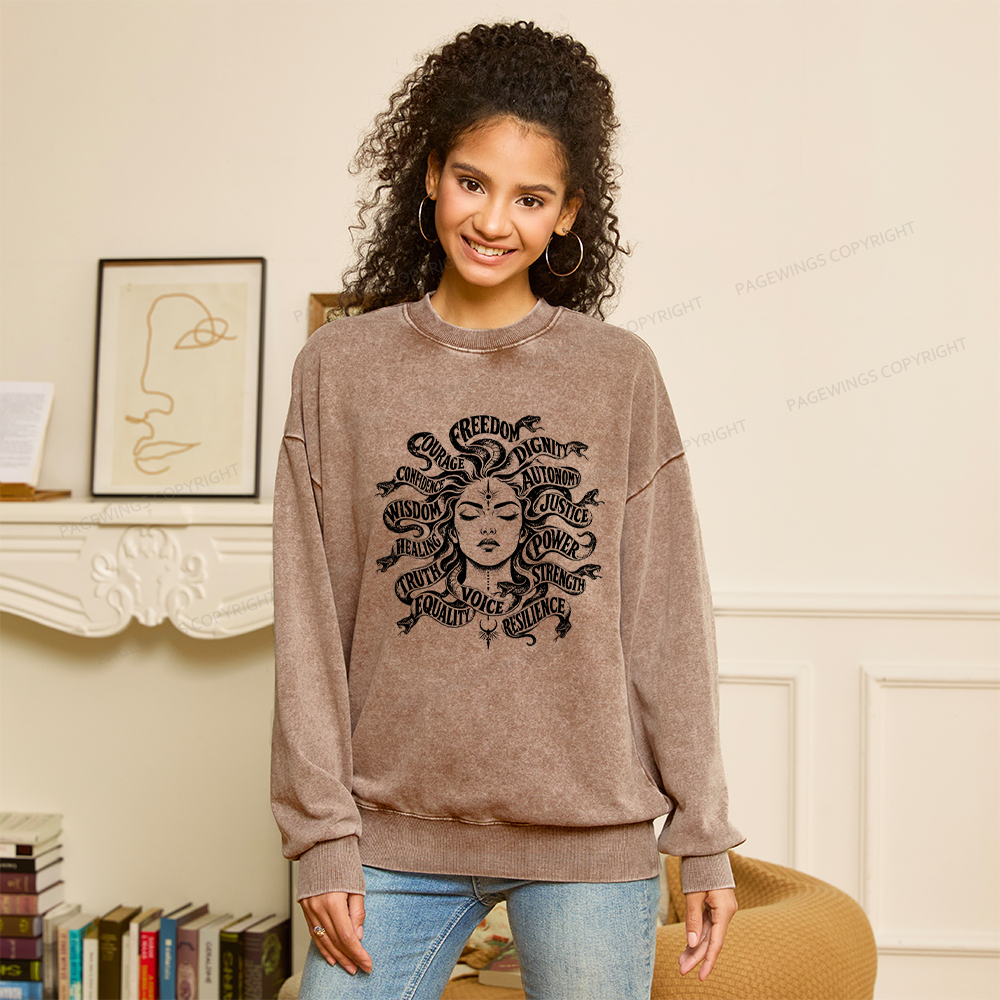 Pagewings Greek Mythology Unisex Washed Sweatshirt