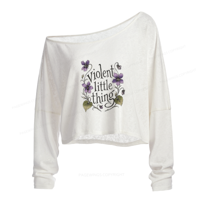 Pagewings Fantasy Book Lover Slouchy Long Sleeve Off Shoulder T-shirt
