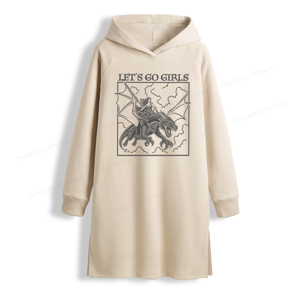 Pagewing Let's Go Girls Side-Slit Fleece Hoodie Dress