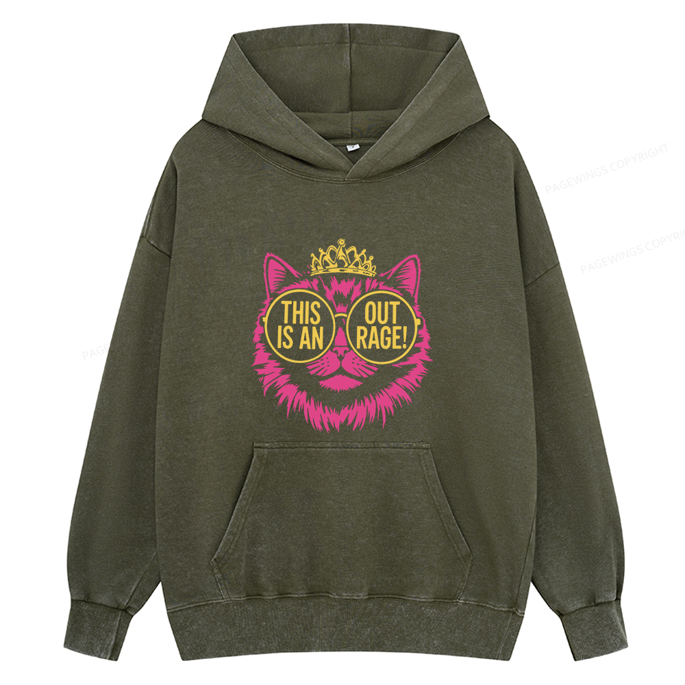 Pagewings This is an Outrage Unisex Washed Hoodie