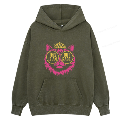 Pagewings This is an Outrage Unisex Washed Hoodie