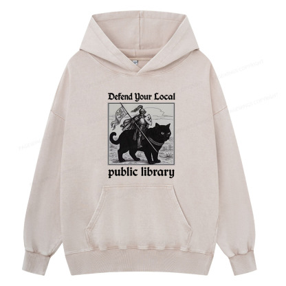 Pagewings Defend Your Local public library Unisex Washed Hoodie
