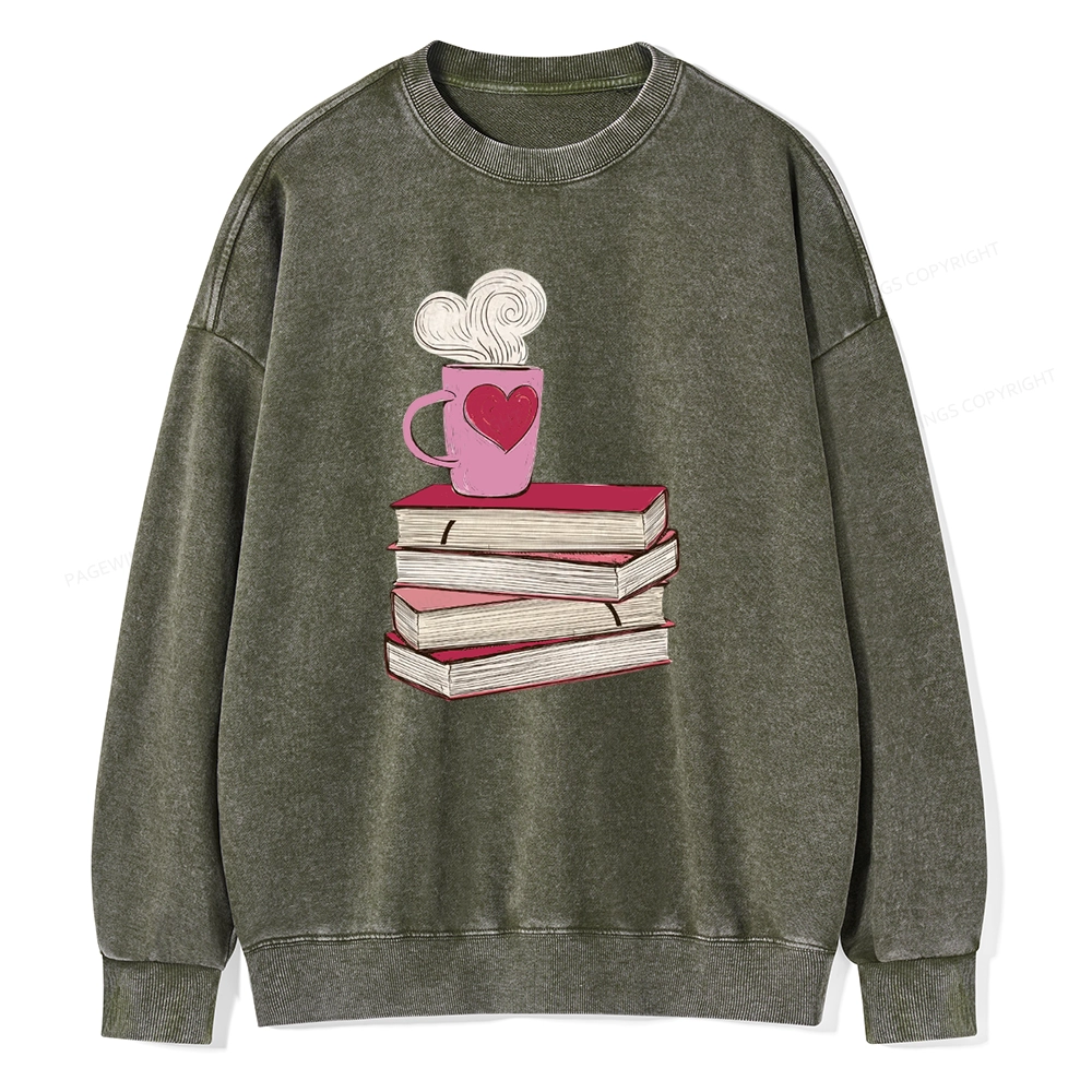 Pagewing Valentine's Day Gift for the Book Lover Unisex Washed Sweatshirt