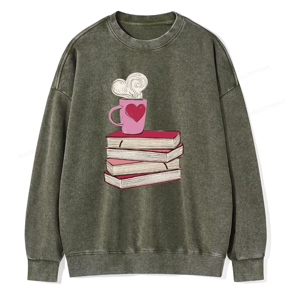 Pagewing Valentine's Day Gift for the Book Lover Unisex Washed Sweatshirt