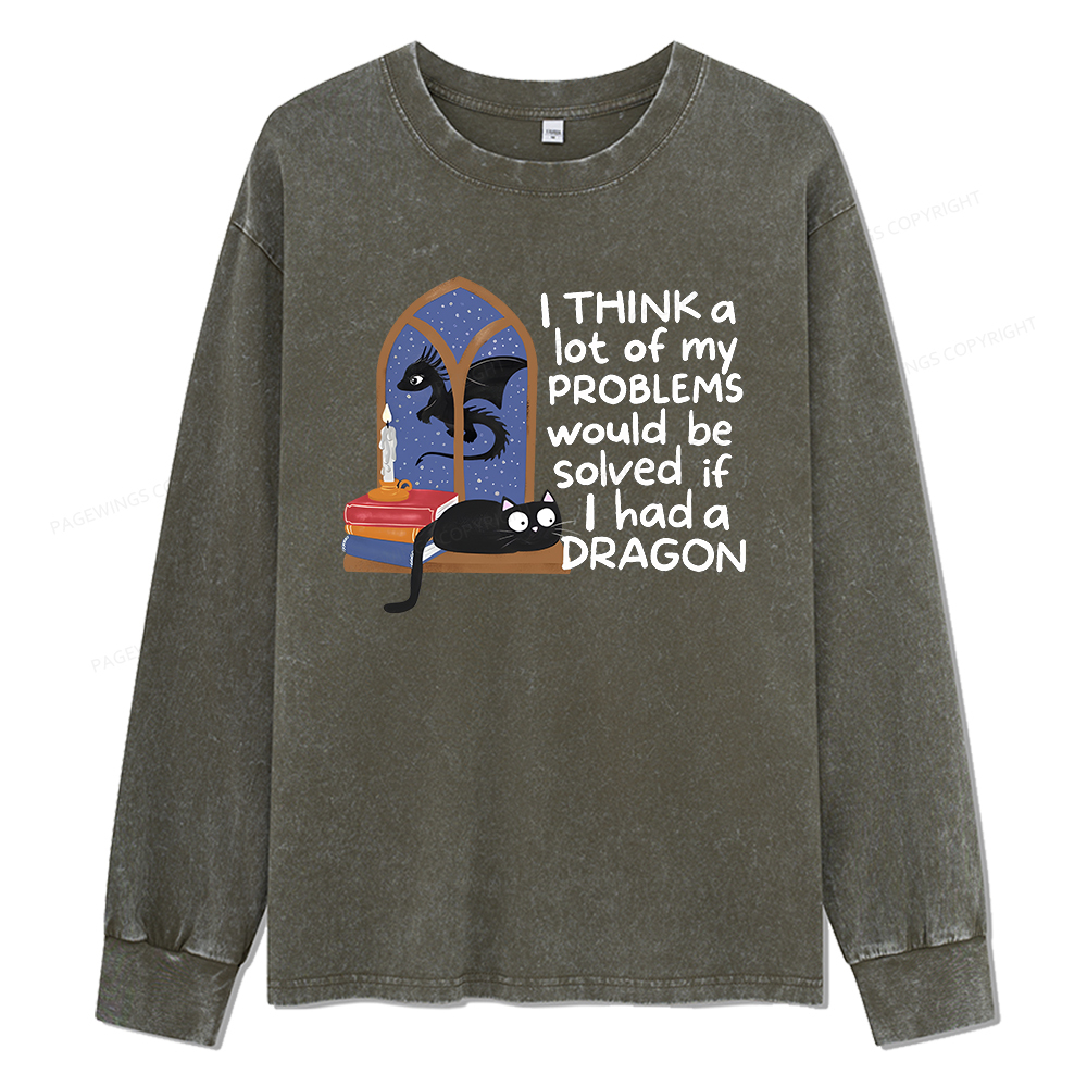 Pagewings If I Had A BookDragon Unisex Washed Long Sleeve T-shirt