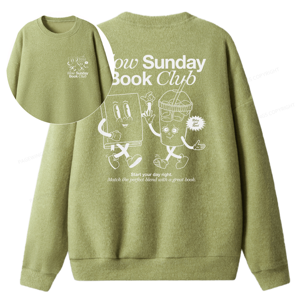 Pagewings Slow Sunday Book Club Unisex Knit Sweatshirt