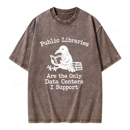 Pagewings Public Library Unisex Washed T-shirt