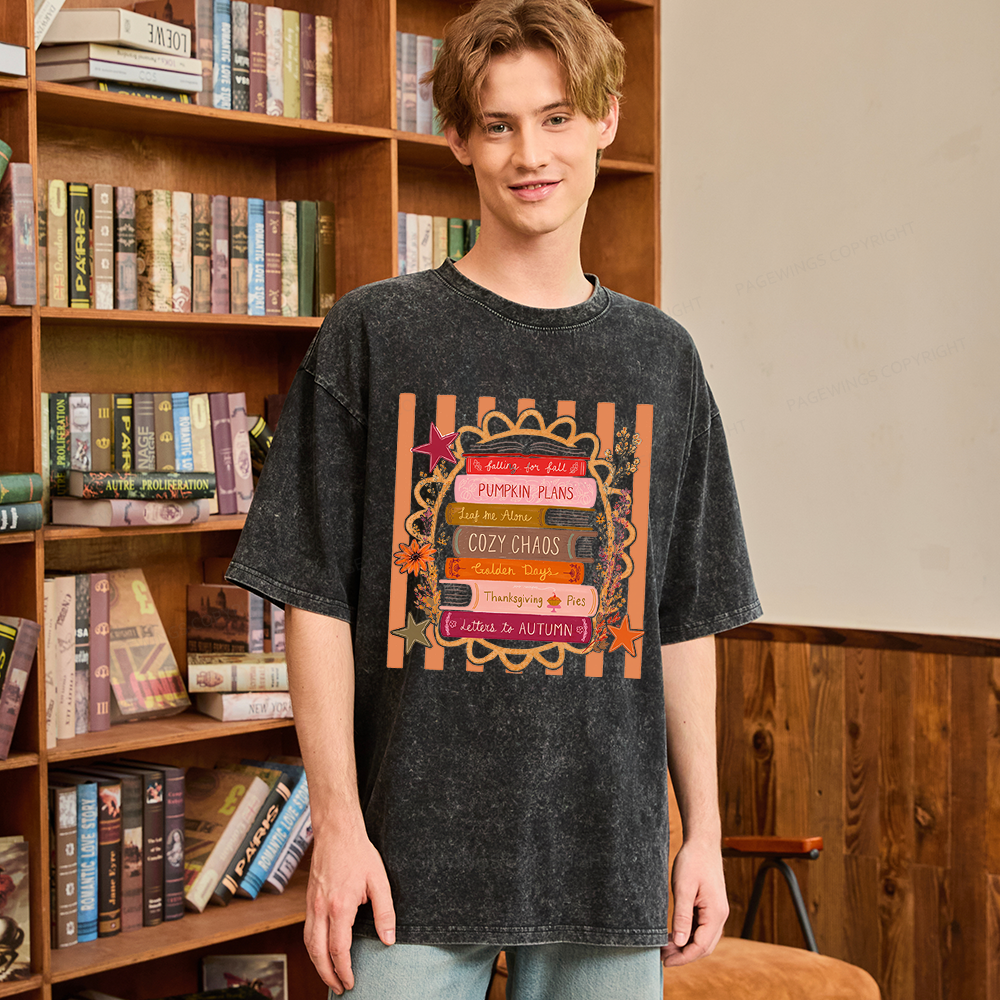 Pagewings All Booked For Fall Unisex Washed T-shirt