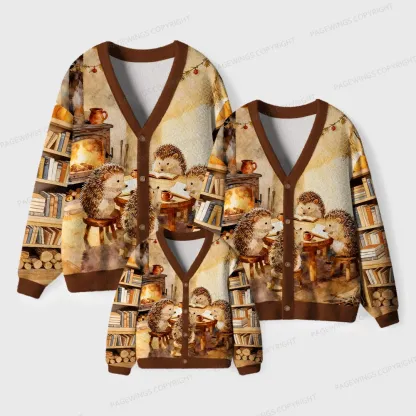 Pagewings Hedgehog Book Club Unisex Ugly Cardigan Sweaters