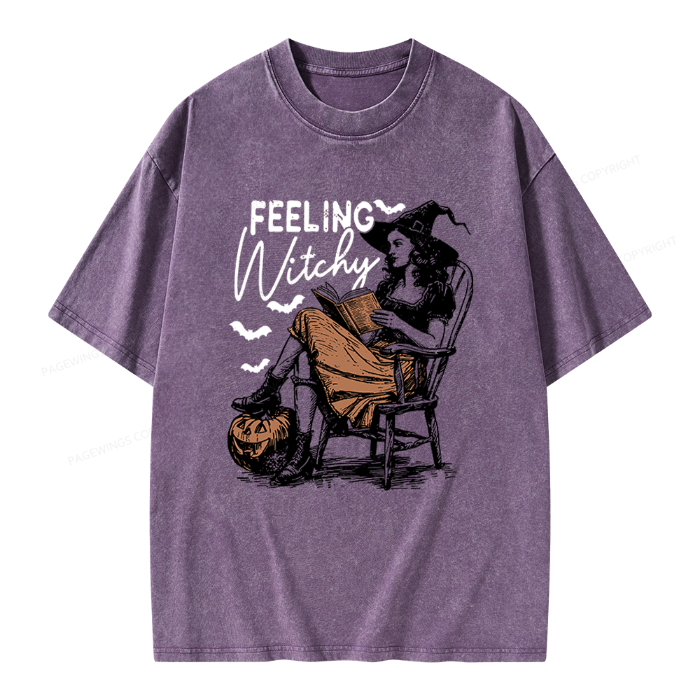 Pagewings Feeling Witchy Unisex Washed T-shirt