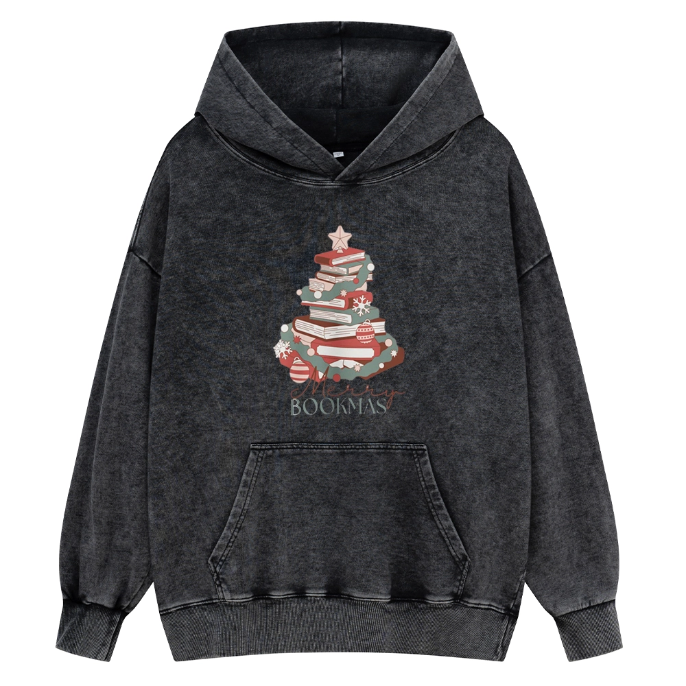 Pagewings Merry Bookmas Unisex Washed Hoodie
