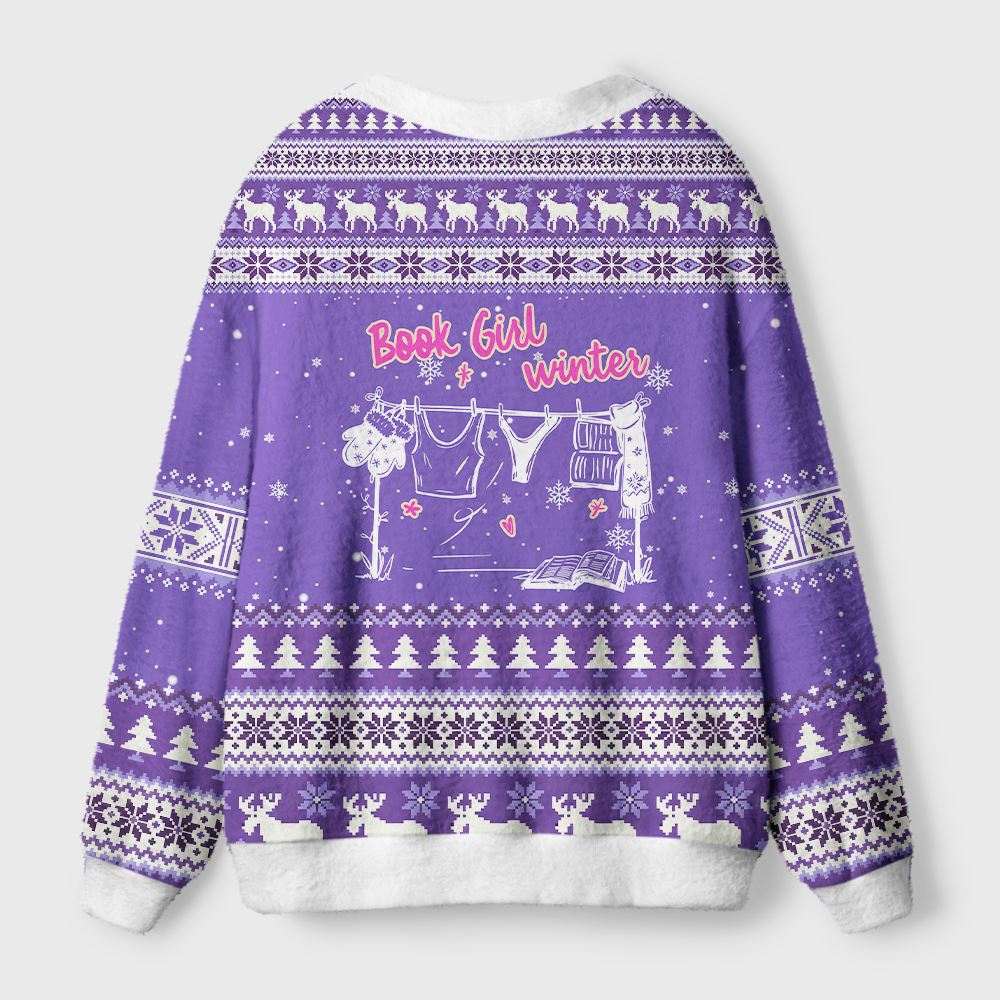 Pagewings Book Girl Winter Light Knit Unisex Cardigan Sweaters