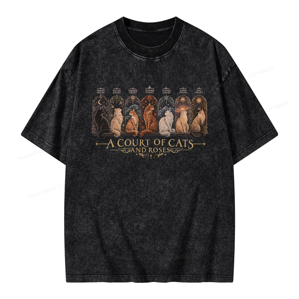 Pagewings A Court of Cats And Roses Unisex Washed T-shirt
