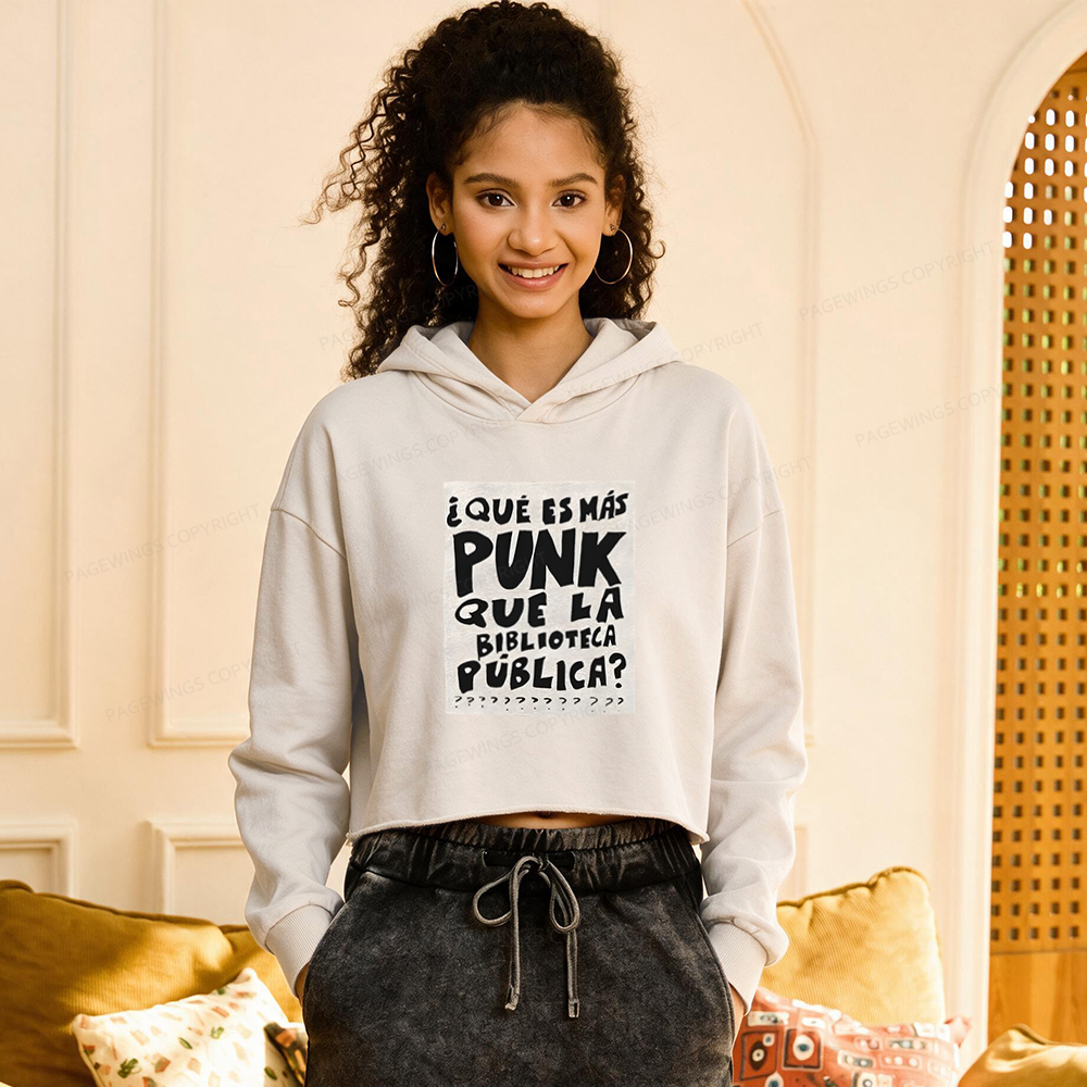 Pagewings What's More Punk Than The Public Library Washed Crop Hoodie