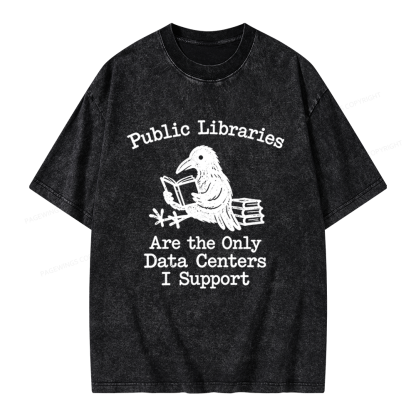 Pagewings Public Library Unisex Washed T-shirt