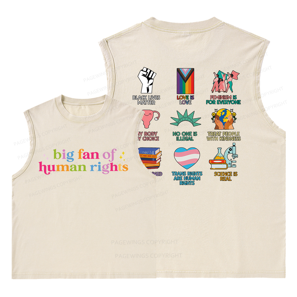 Pagewings Big Fan Of Human Rights Unisex Washed Tank Top
