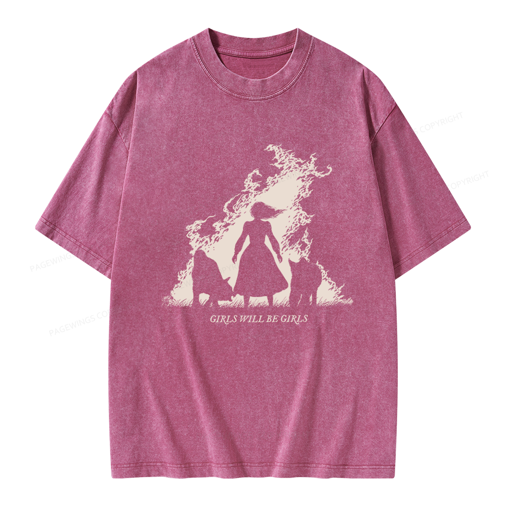 Pagewings Girls Will be Girls Unisex Washed T-shirt