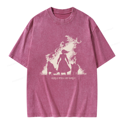Pagewings Girls Will be Girls Unisex Washed T-shirt