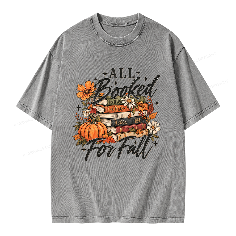 Pagewings Booked For Fall Pumpkin Unisex Washed T-shirt