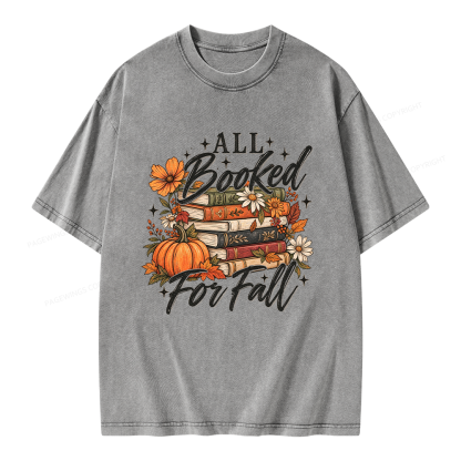 Pagewings Booked For Fall Pumpkin Unisex Washed T-shirt