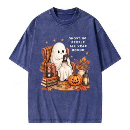 Pagewings Fall Coffee Bool Lover Unisex Washed T-shirt