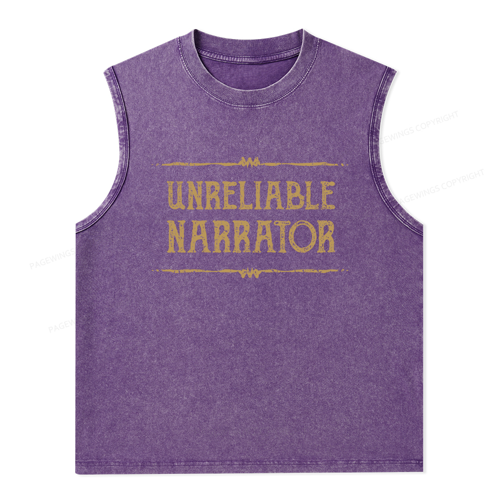 Pagewings Unreliable Narrator Unisex Washed Tank Top