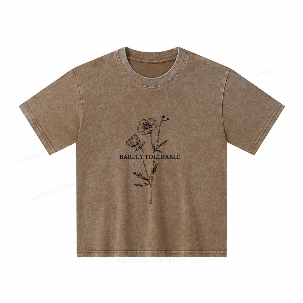 Pagewings Barely Tolerable Unisex Kids Washed T-shirt