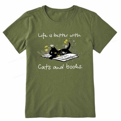 Pagewings Life Is Better With Cats And Books Unisex Classic T-shirt