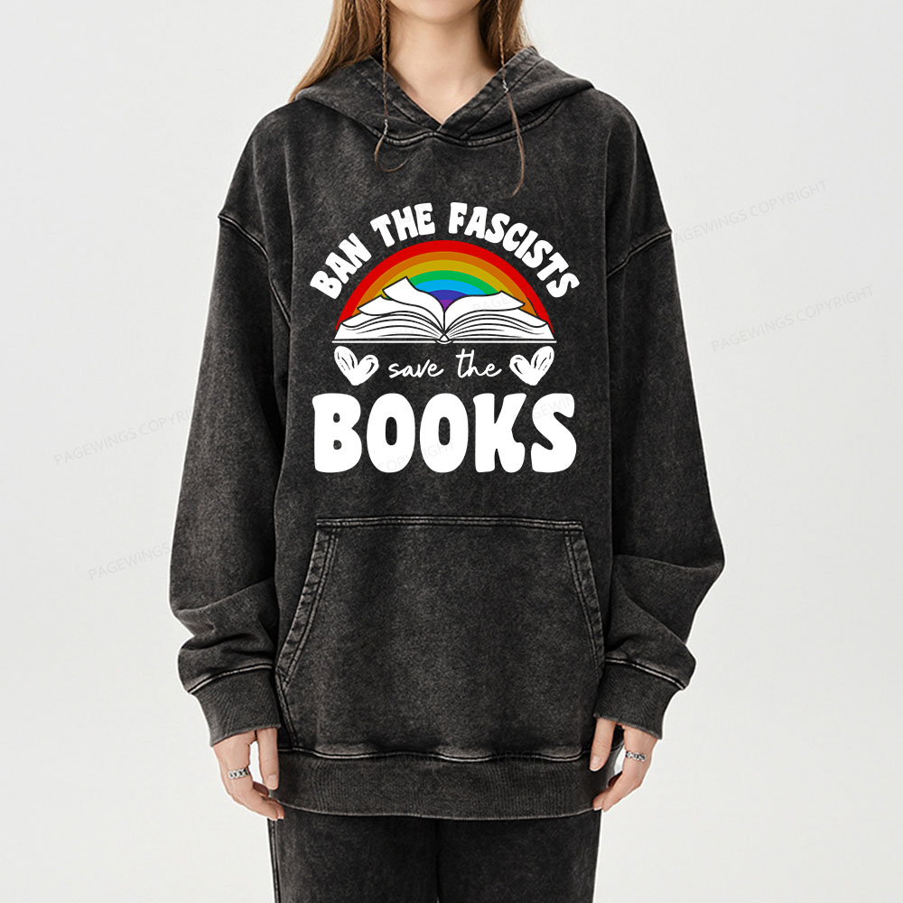Pagewing Banned books Unisex Washed Hoodie