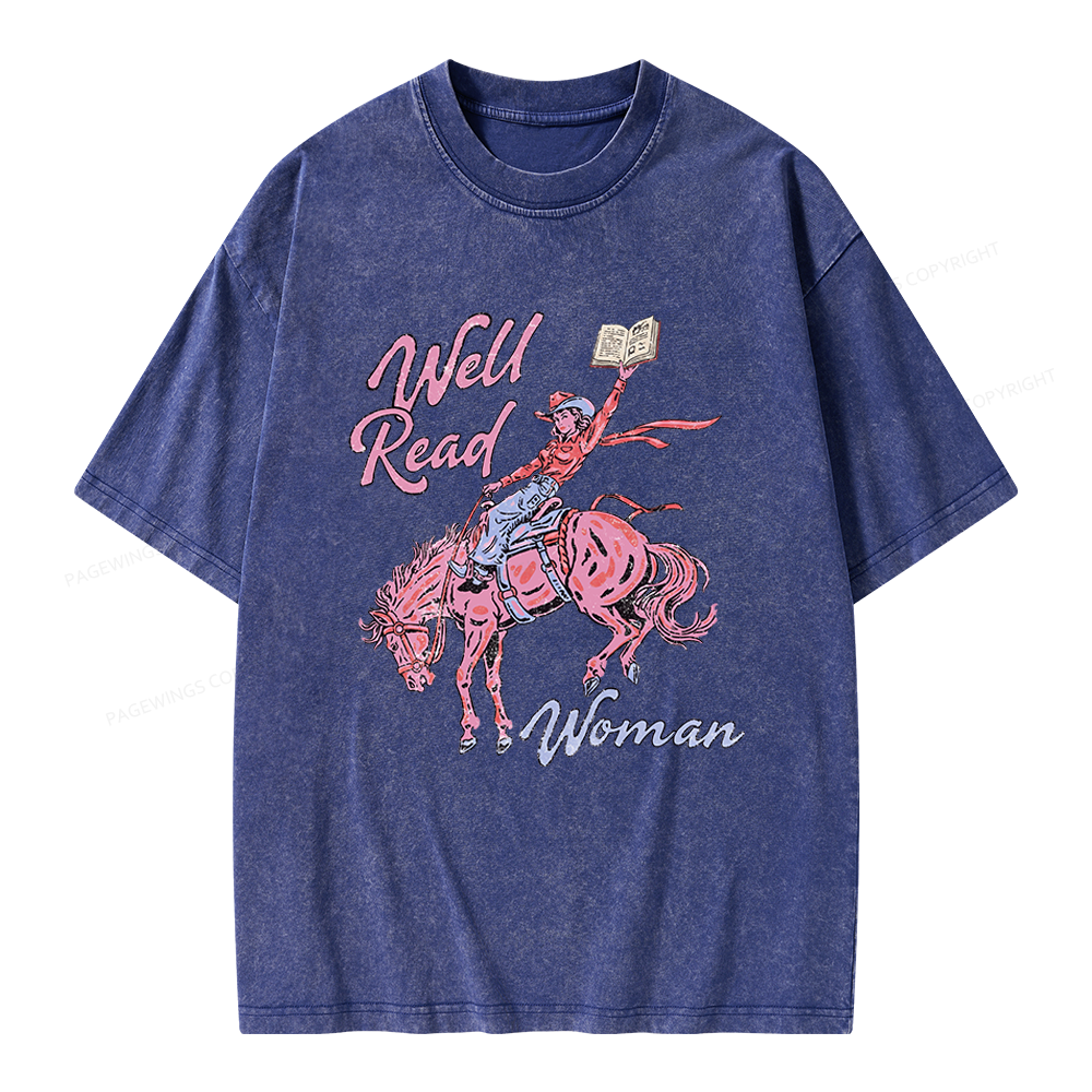 Pagewings Well Read Woman Unisex Washed T-shirt