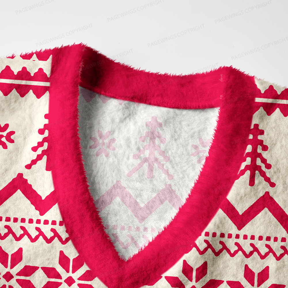 Pagewings Book Lover Women's V-Neck Ugly Knit Vest