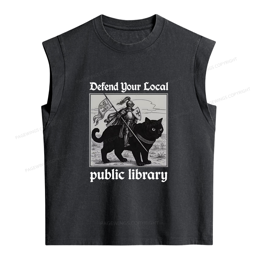 Pagewings Defend Your Local public library Women's Washed Tank Top