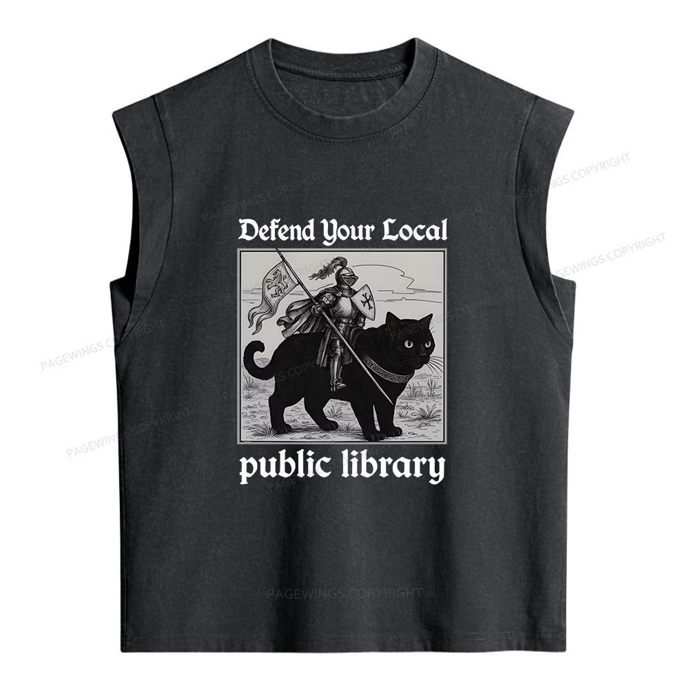 Pagewings Defend Your Local public library Women's Washed Tank Top