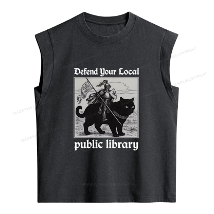 Pagewings Defend Your Local public library Women's Washed Tank Top