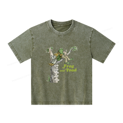 Pagewings Frog and Toad Old Book Unisex Kids Washed T-shirt
