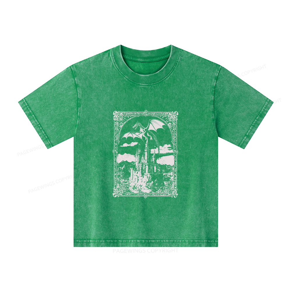 Pagewings Vintage Dragon Unisex Kids Washed T-shirt