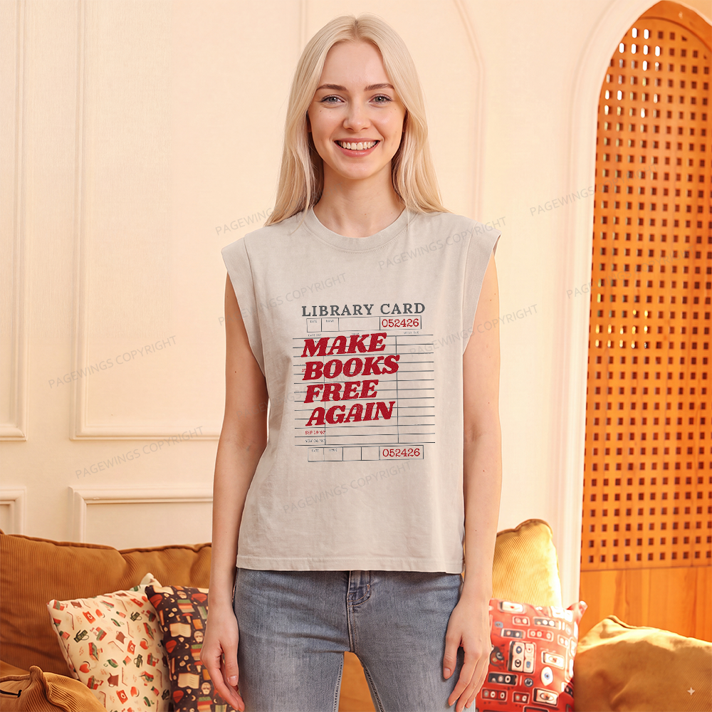 Pagewings Make Books Free Again Women's Washed Tank Top