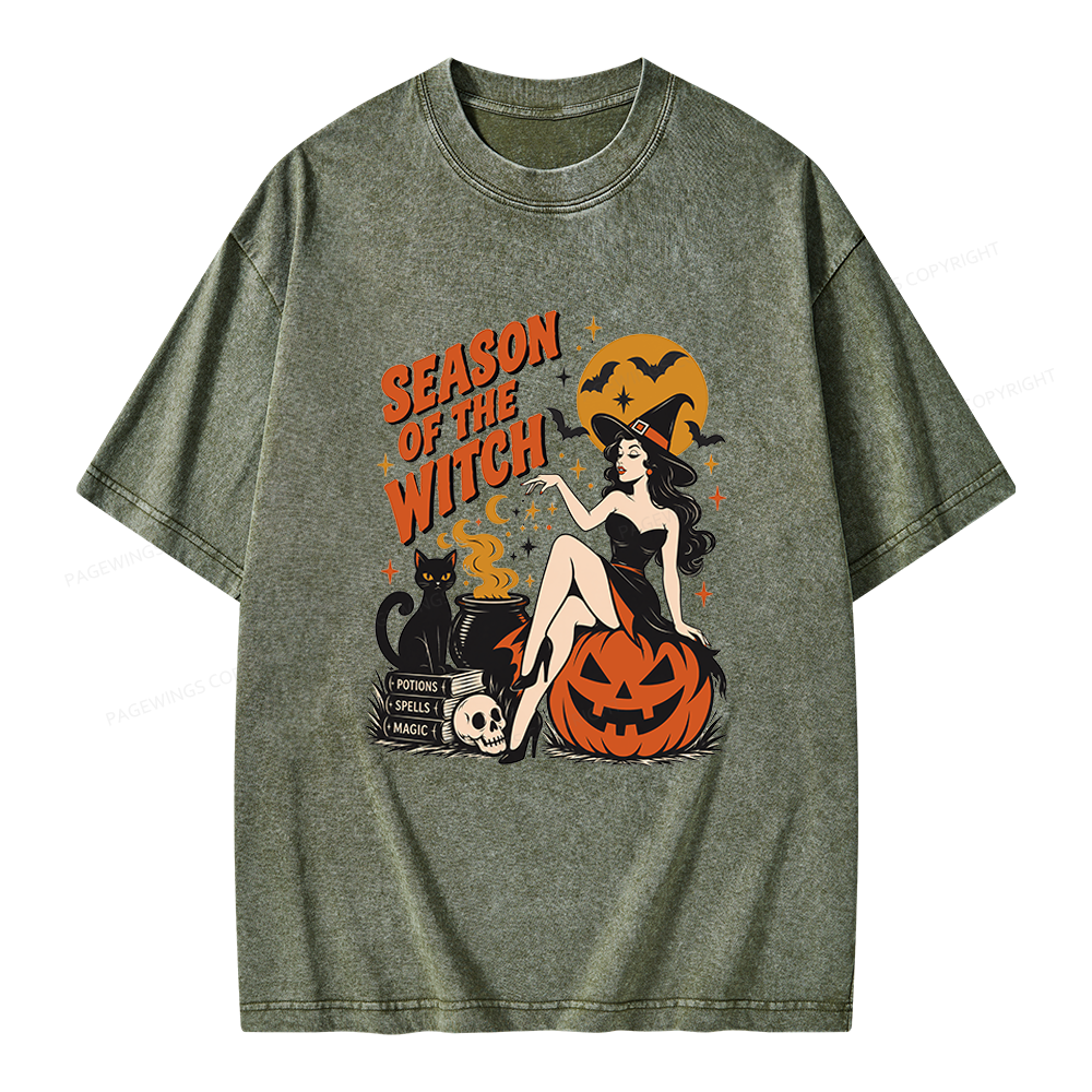 Pagewings Season Of The Witch Unisex Washed T-shirt