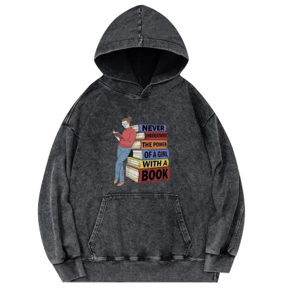 Pagewings Power Of A Girl With A Book Unisex Washed Hoodie