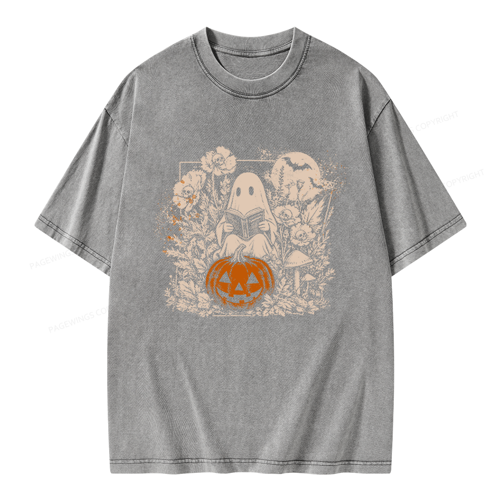 Pagewings Halloween Fall Ghost Unisex Washed T-shirt
