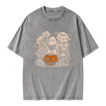 Pagewings Halloween Fall Ghost Unisex Washed T-shirt