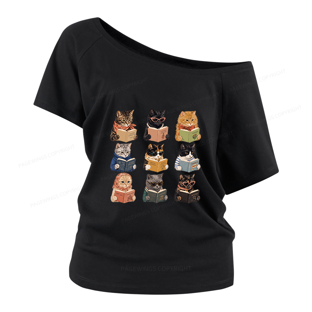 Pagewings Fashion Book Lover Women Off Shoulder T-shirts