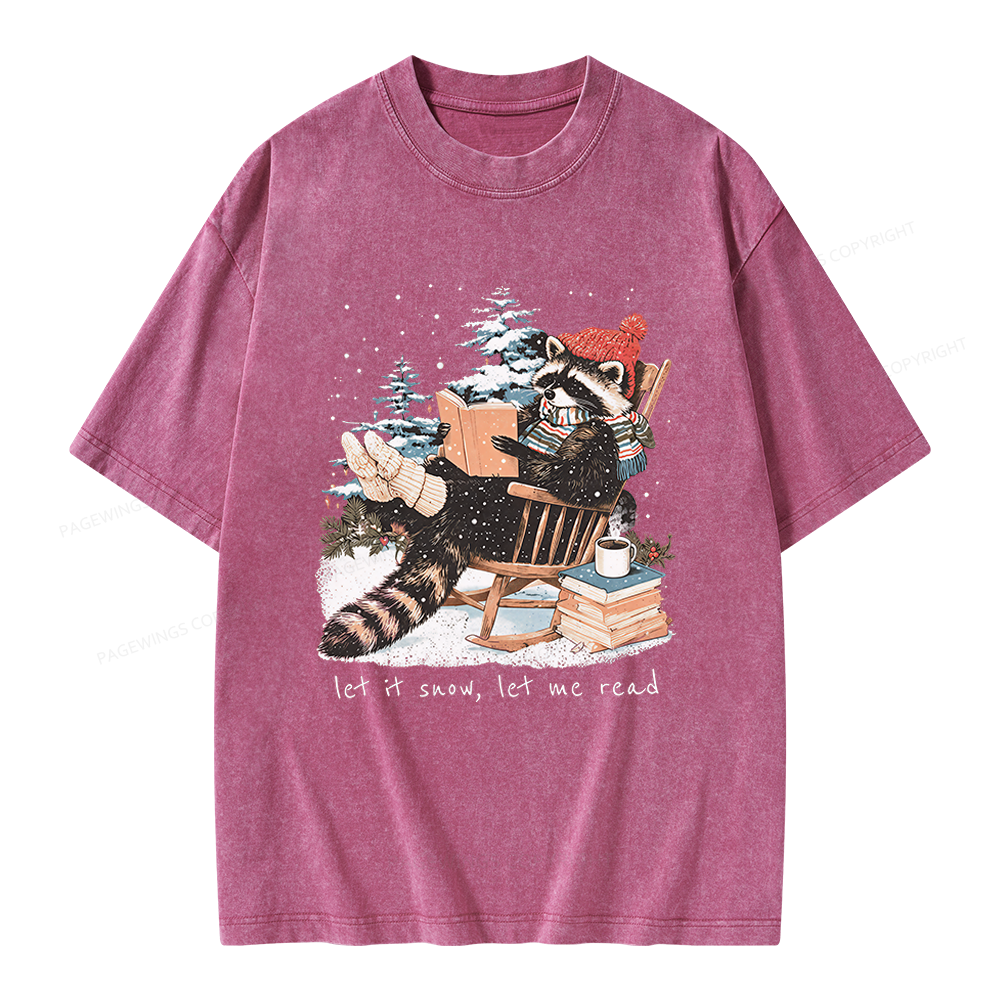 Pagewings Reading Raccoon Unisex Washed T-shirt