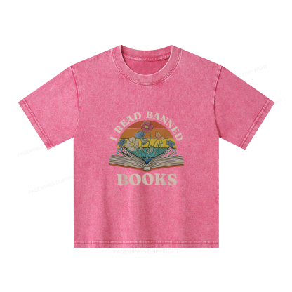 Pagewings I Read Banned Books Unisex Kids Washed T-shirt