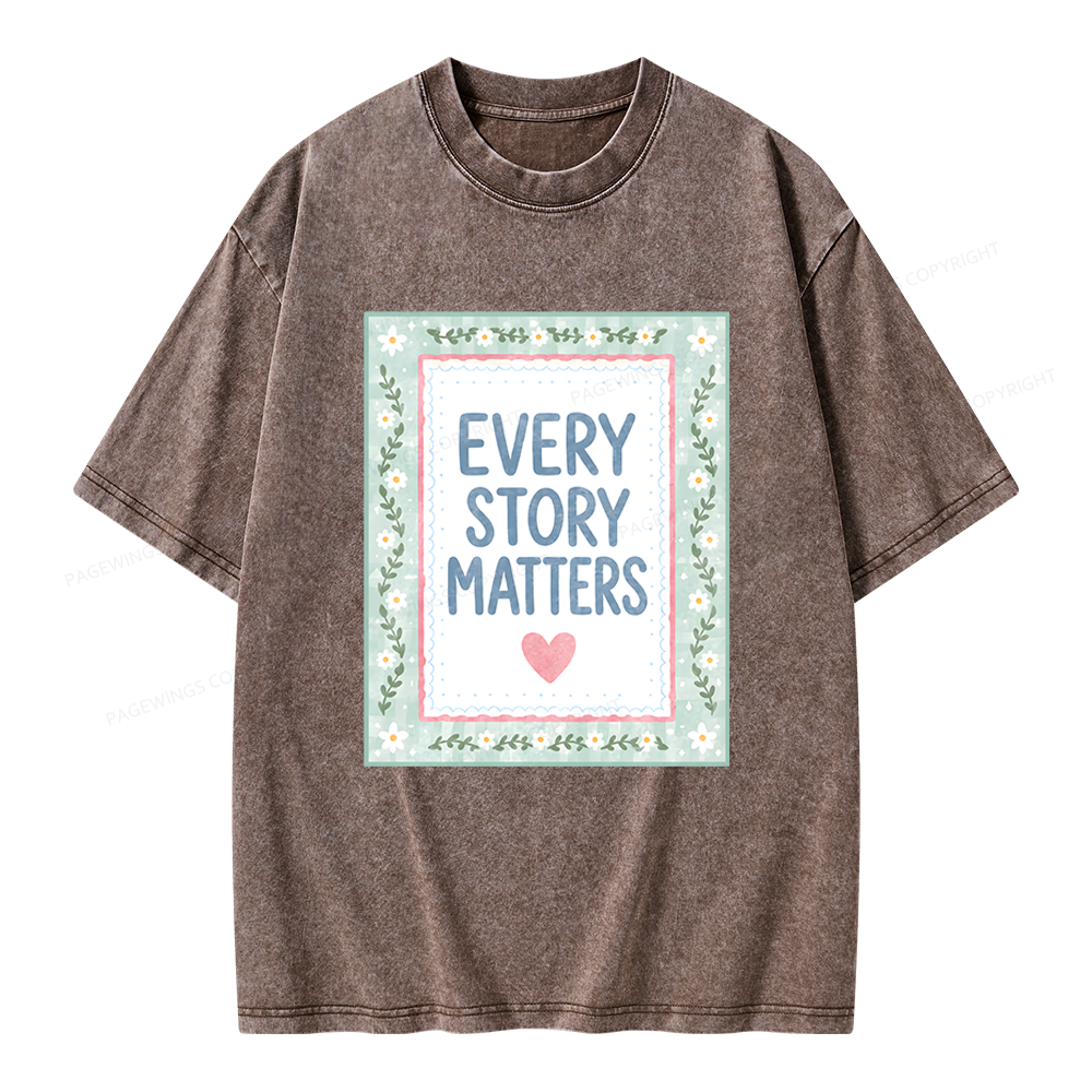 Pagewings Every Story Matters Unisex Washed T-shirt
