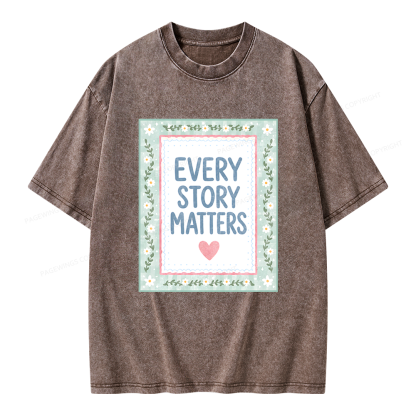 Pagewings Every Story Matters Unisex Washed T-shirt