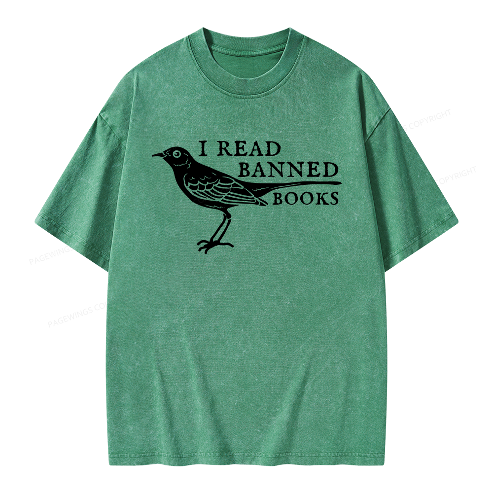 Pagewings Read Banned Books Unisex Washed T-shirt