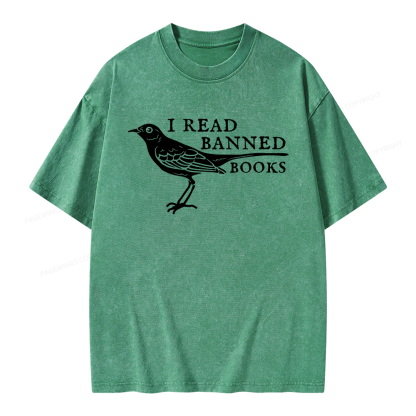 Pagewings Read Banned Books Unisex Washed T-shirt
