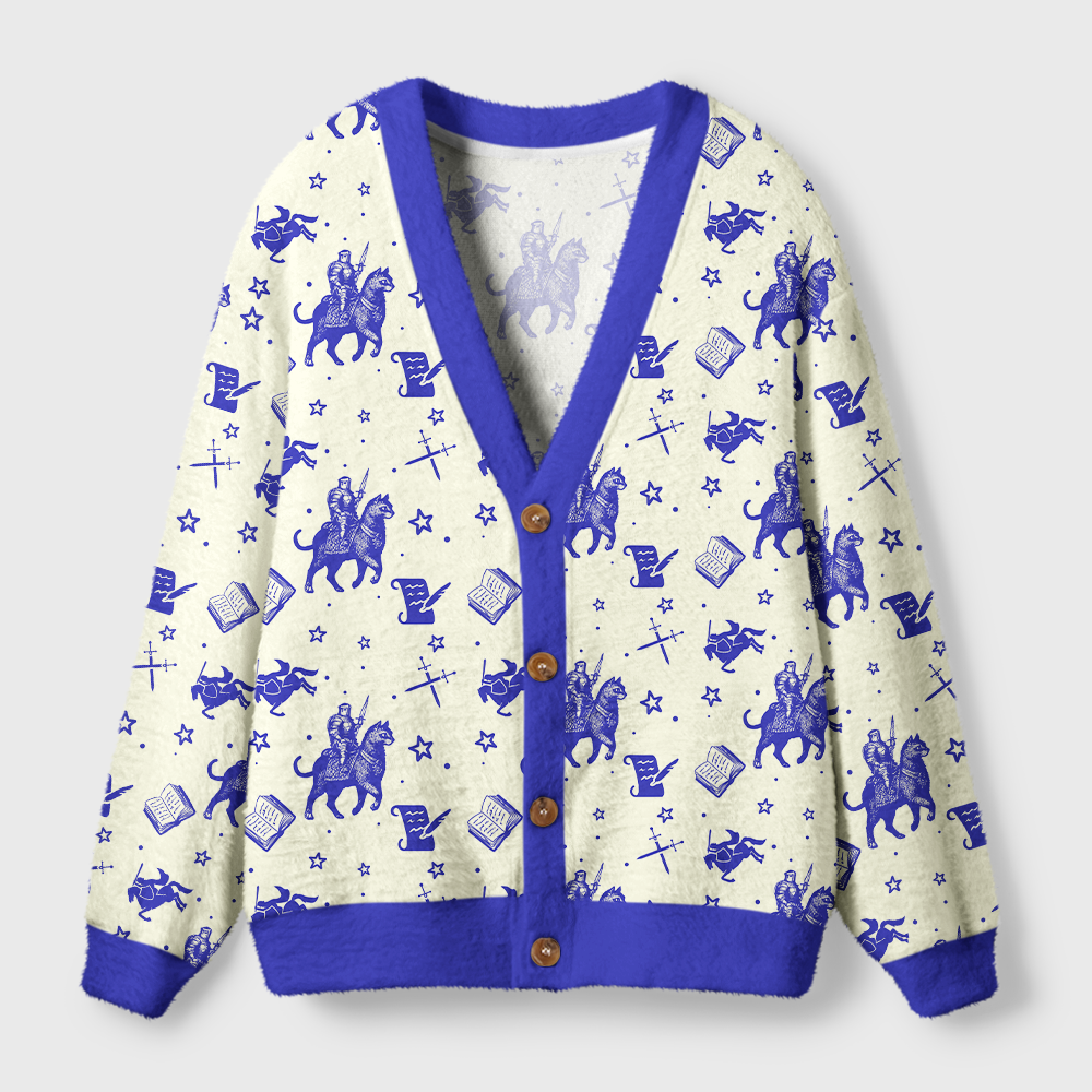 Pagewings Defend The Public Library Light Knit Unisex Cardigan Sweaters